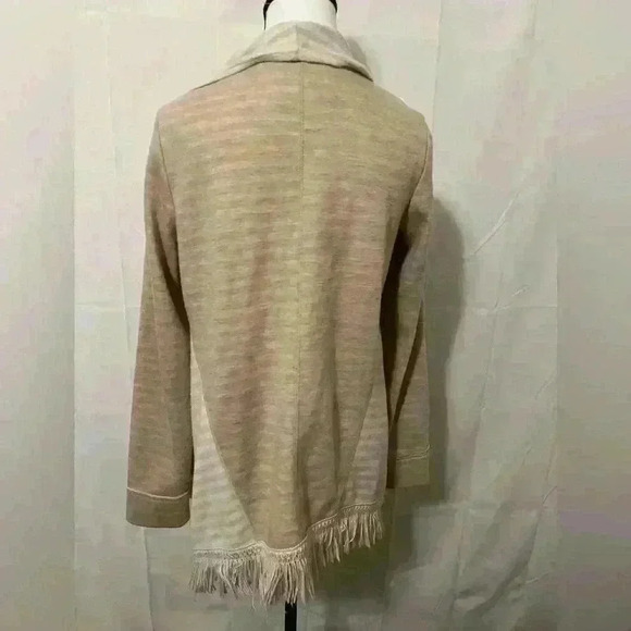 Anthropologie Saturday Sunday Fringe Elise Blanket Cardigan - Tan Neutral - Sz M - Picture 7 of 8